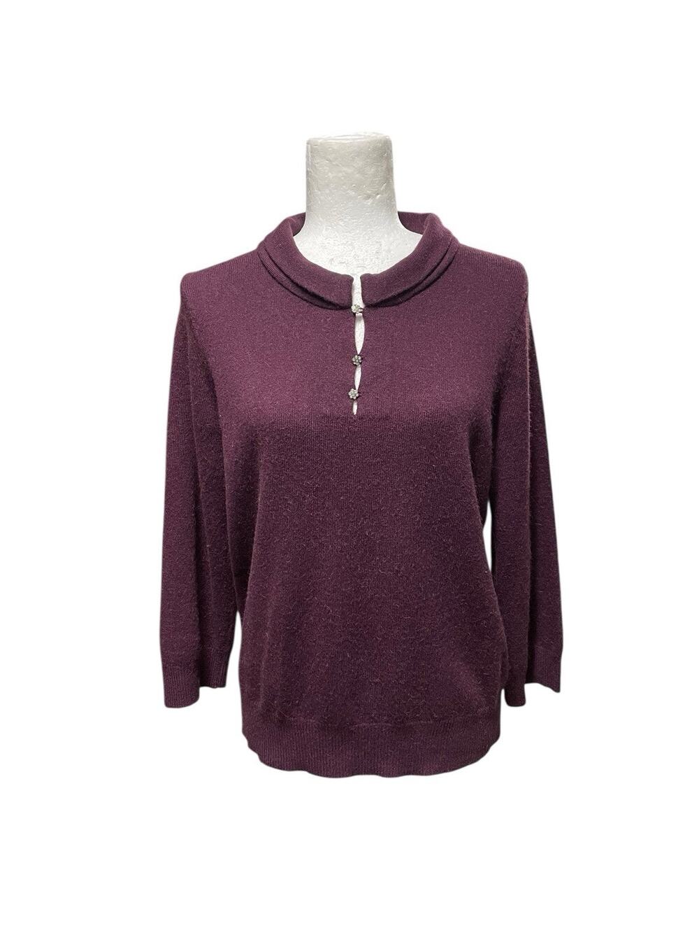 Perry Ellis 100% Camel Hair Sweater Purple Wine Size XL